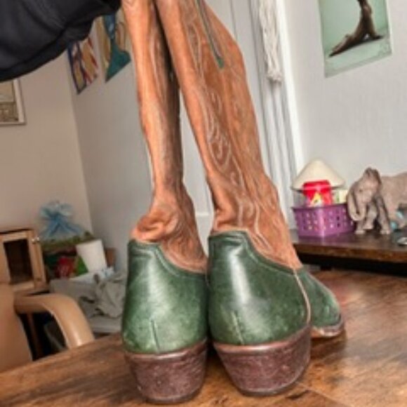 Nine West Leather Evie Cap Toe Cowboy Boots - Picture 4 of 6